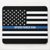 Polizei Thin Blue Line American Flag Name Mousepad (Vorne)