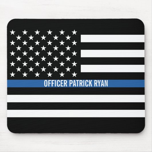 Polizei Thin Blue Line American Flag Name Mousepad (Vorne)