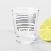 Polizei Thin Blue Line American Flag Name Schnapsglas (Rückseite)
