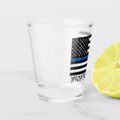 Polizei Thin Blue Line American Flag Name Schnapsglas (Links)