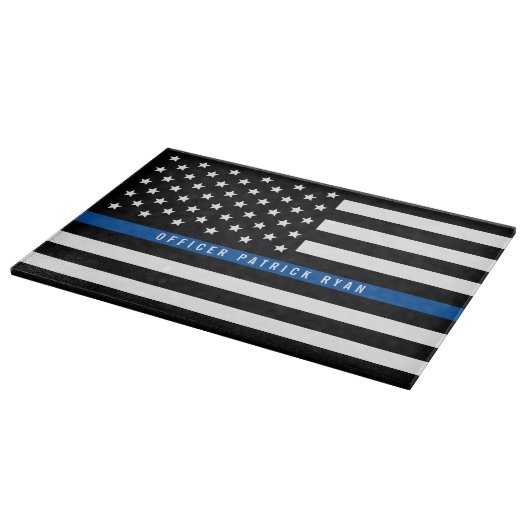Polizei Thin Blue Line American Flag Name Schneidebrett (Ecke)