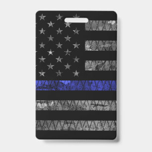 Polizei Thin Blue Line Flagge Ausweis