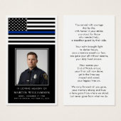 Polizei Thin Blue Line Flagge Foto Gebetskarte (Vorne & Hinten)