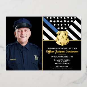 Polizei Thin Blue Line Foto Ruhestand Folieneinladung