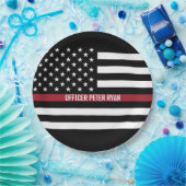 Polizei Thin Red Line American Flag Name Pappteller (Party)