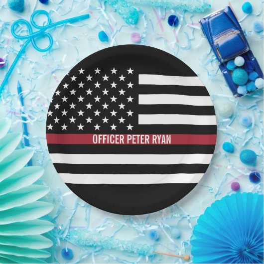 Polizei Thin Red Line American Flag Name Pappteller (Party)