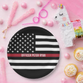 Polizei Thin Red Line American Flag Name Pappteller (Party)