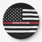 Polizei Thin Red Line American Flag Name Pappteller (Vorderseite)