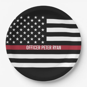 Polizei Thin Red Line American Flag Name Pappteller