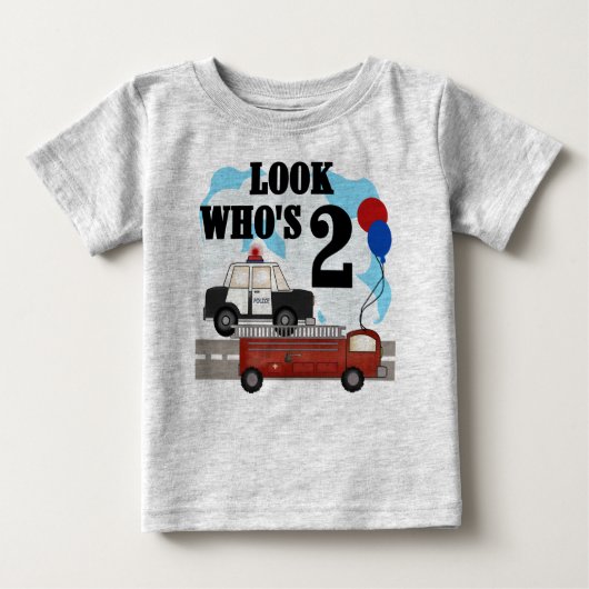 Polizei und Feuer-2. Geburtstag Baby T-shirt (Vorderseite)