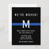 Polizei verdünnt blaue Linie mit Monogramm neue Ankündigungspostkarte (Vorne/Hinten)