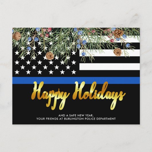 Polizei Weihnachten glückliche Feiertage Thin Blue (Vorderseite)