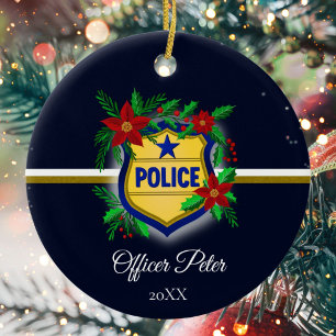 Polizei-Weihnachts-Elegante-Feierparty Keramik Ornament