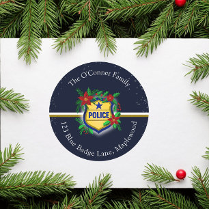 Polizei-Weihnachtsfeier Elegant Runder Aufkleber