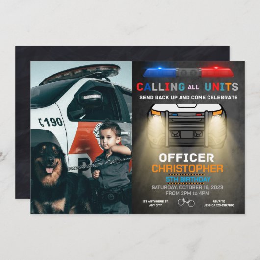 Polizei zum Geburtstag Einladung Custom Foto (Vorne/Hinten)