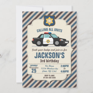 Polizei zum Geburtstag Einladung / Retro Polizeiwa