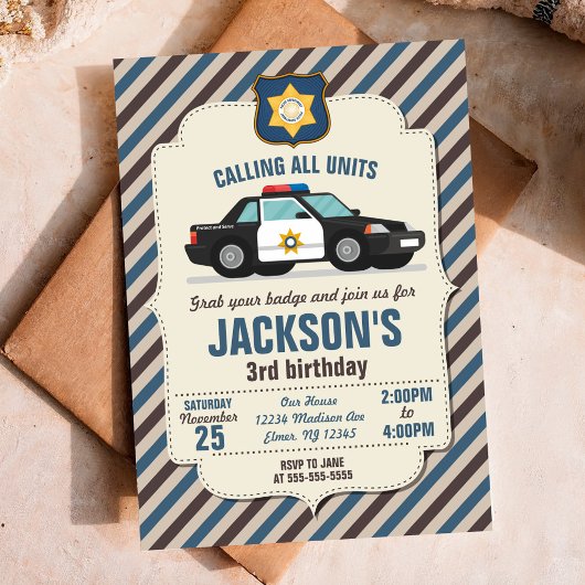Polizei zum Geburtstag Einladung / Retro Polizeiwa