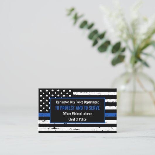 Polizeiabteilung der "Thin Blue Line" - Strafverfo Visitenkarte (Stehend Vorderseite)