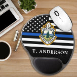 Polizeiabteilung Durchsetzung des Logo-Gesetzes Gel Mousepad<br><div class="desc">Thin Blue Line Police Department Mouse Pad - Amerikanische Flagge in Polizei Flag Farben, moderne schwarz und blau Design . Passen Sie sich mit Ihrem Abteilungslogo an und personalisieren Sie die Personalisierung mit dem Namen der Polizeibeamten. Dieses personalisierte Mausklick auf die Strafverfolgungsbehörden eignet sich perfekt für die Polizei und die...</div>