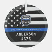 Polizeiabteilung Logo für Blaue Strafverfolgung Ornament Aus Glas (Vorderseite)