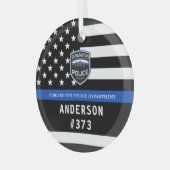 Polizeiabteilung Logo für Blaue Strafverfolgung Ornament Aus Glas (Vorderseite links)