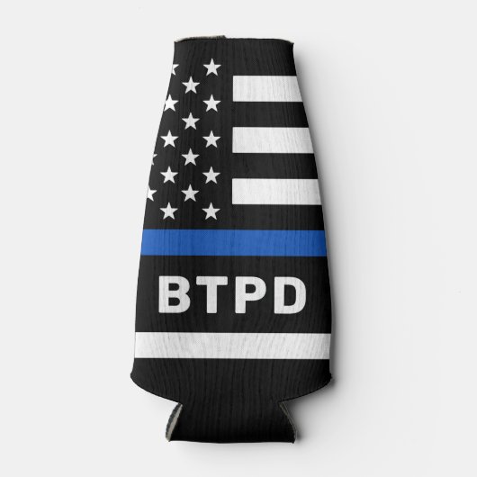 Polizeiabteilung Personalisiert Thin Blue Line Bot Flaschenkühler (Vorderseite)