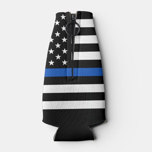 Polizeiabteilung Personalisiert Thin Blue Line Bot Flaschenkühler (Rückseite)