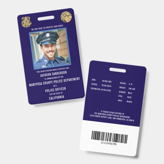 Polizeiabteilung Rechtsdurchsetzung Mitarbeiter-ID Ausweis (Vorder- & Rückseite)
