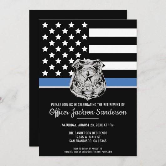 Polizeiabteilung Strafverfolgung Party Einladung (Vorne/Hinten)
