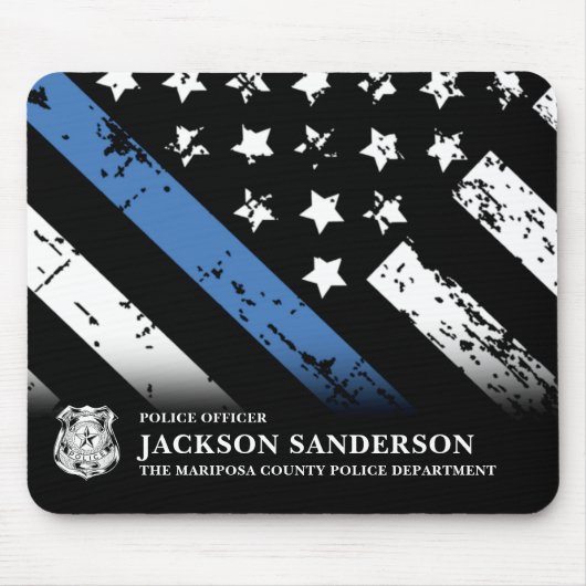 Polizeiabteilung Thin Blue Line Logo Mousepad (Vorne)
