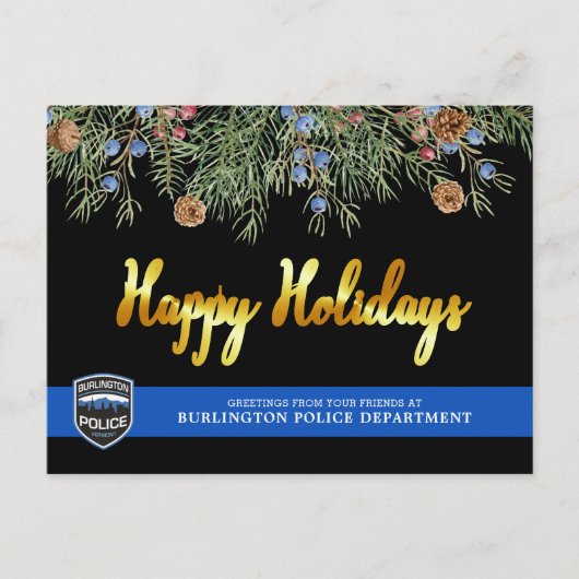 Polizeiabteilung Weihnachten Thin Blue Line Happy (Vorderseite)