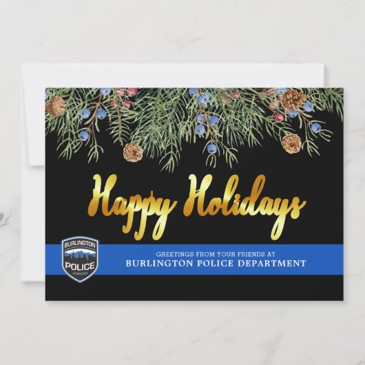 Polizeiabteilung Weihnachten Thin Blue Line Happy (Vorderseite)