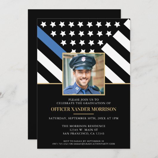 Polizeiakademie Abschluss Foto für Strafverfolgung Einladung (Vorne/Hinten)