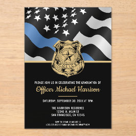 Polizeiakademie Abschluss - Strafverfolgungsflagge Acryleinladungen