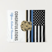 Polizeiakademie Abschluss Thin Blue Line Party Wandteppich (Vorderseite (Horizontal))