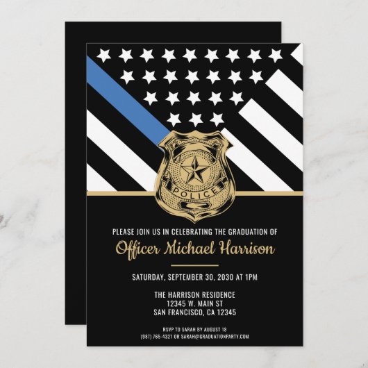 Polizeiakademie Abschluss - Vollzugsbeauftragter Einladung (Vorne/Hinten)