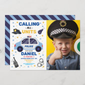 Polizeiamt Foto Geburtstagspartei Einladung (Vorne/Hinten)