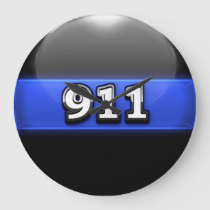 Polizeiamt Thin Blue Line Große Wanduhr