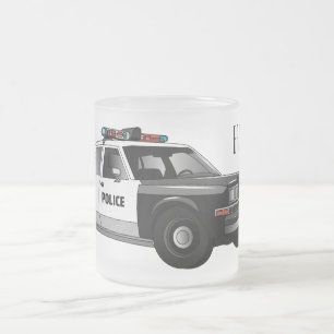 Polizeiauto Cartoon-Illustration Mattglastasse