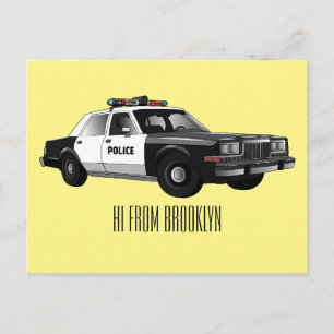 Polizeiauto Cartoon-Illustration Postkarte
