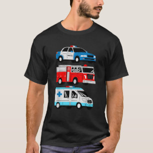 Polizeiauto Feuerwehrauto Krankenwagen Ersthelfer T-Shirt