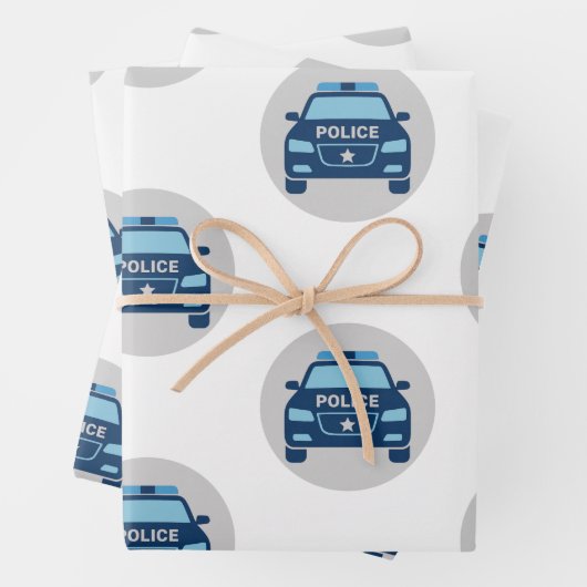 Polizeiauto Frontansicht Geschenkpapier Set (Beispiel)