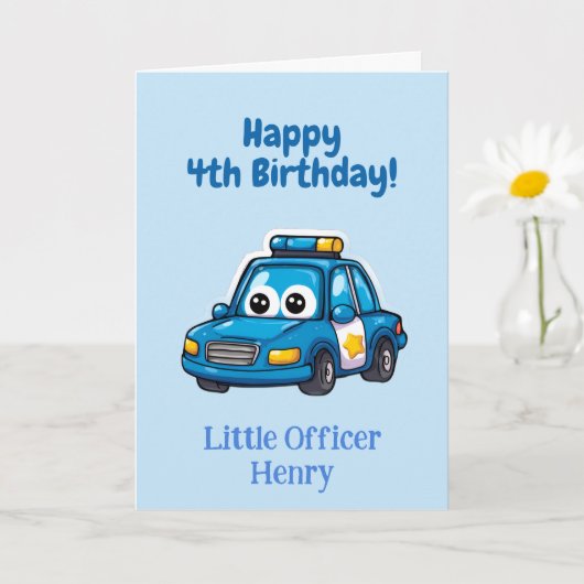 Polizeiauto Gratulation, Persönliche Geburtstagsgr Karte (Kleine Pflanze)