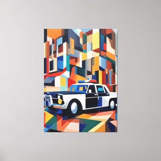 Polizeiauto Kubist Canvas Print Leinwanddruck (Vorderseite)