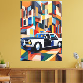 Polizeiauto Kubist Canvas Print Leinwanddruck (Insitu (Wohnzimmer))