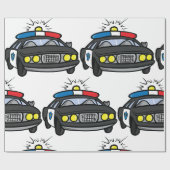 Polizeiauto mit blinkenden Sirenenlichtern Geschenkpapier (Flach)