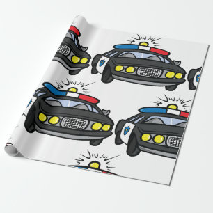 Polizeiauto mit blinkenden Sirenenlichtern Geschenkpapier
