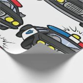 Polizeiauto mit blinkenden Sirenenlichtern Geschenkpapier (Ecke)