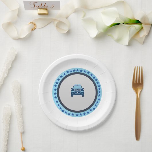 Polizeiauto Pappteller (Hochzeit)