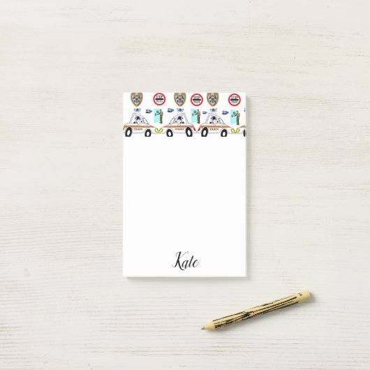 Polizeiauto Post-it Klebezettel (Auf Schreibtisch)